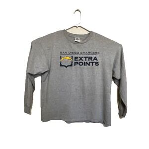 San Diego Chargers‎ Y2K T Shirt Extra Points Long Sleeve Delta XL Gray Football